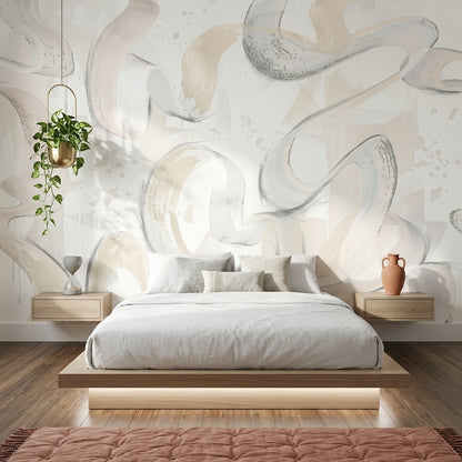 Brushstroke Wallpaper Ribbon Swirls Bright Removable Wall Decor