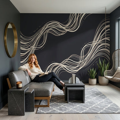 Abstract Pattern Wallpaper Modern Line Art Wall Mural