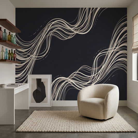 Abstract Pattern Wallpaper Modern Line Art Wall Mural