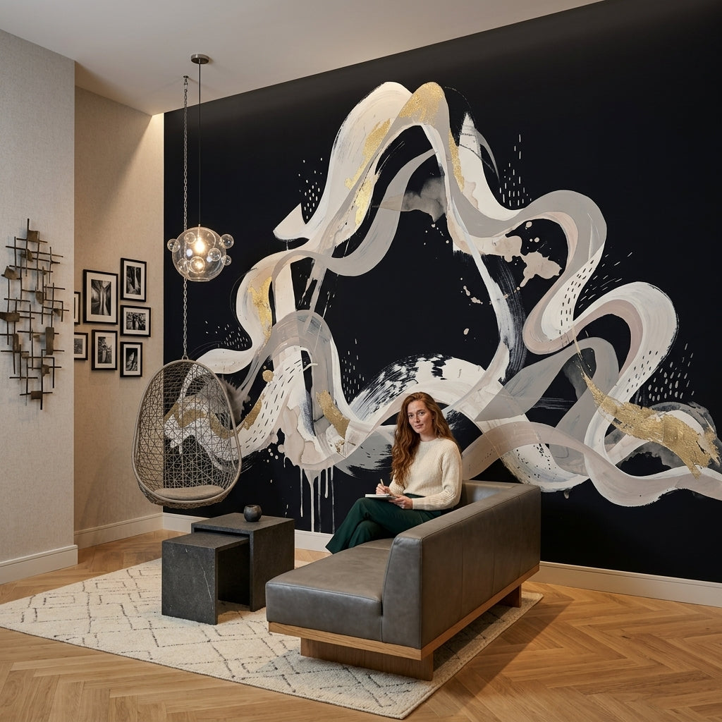Background White Wallpaper Abstract Removable Modern Wall Decor