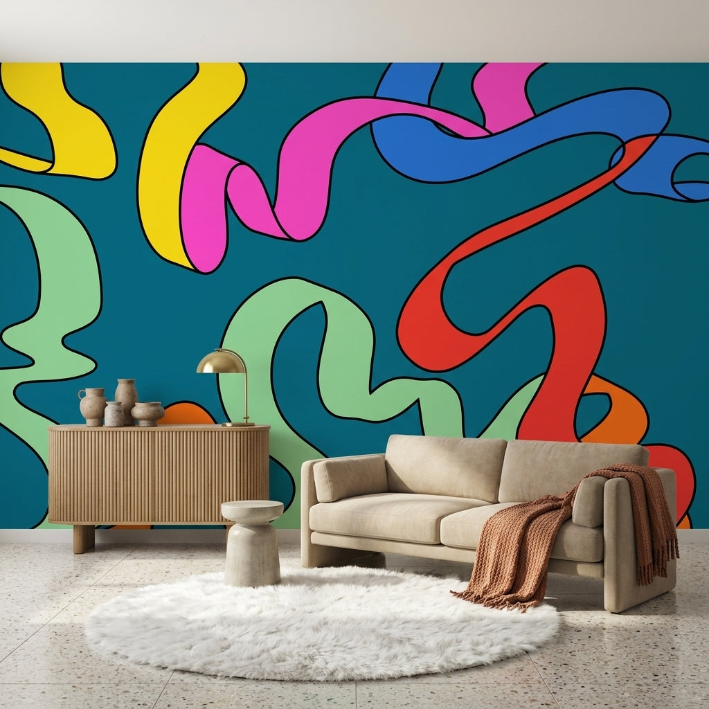 Mid Century Modern Wallpaper Retro Removable Pop Art Wall Decor