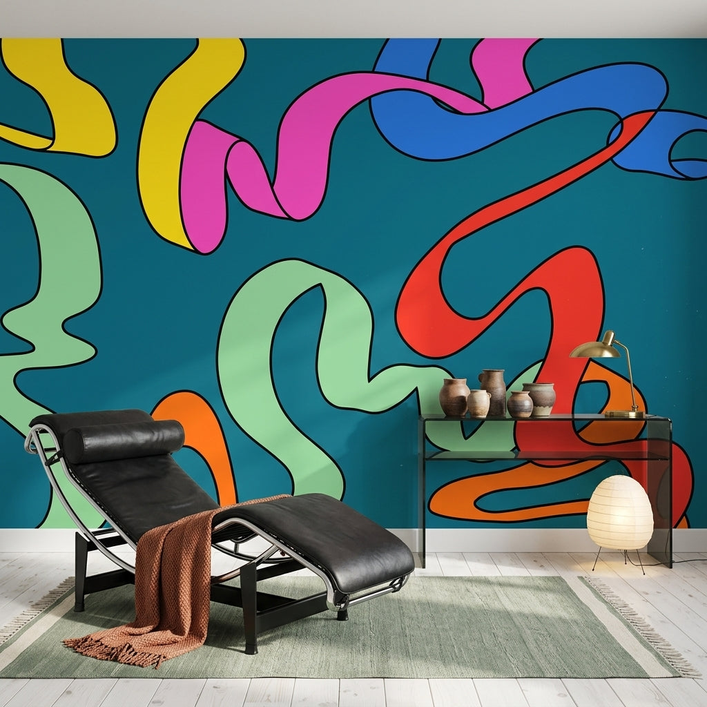 Mid Century Modern Wallpaper Retro Removable Pop Art Wall Decor