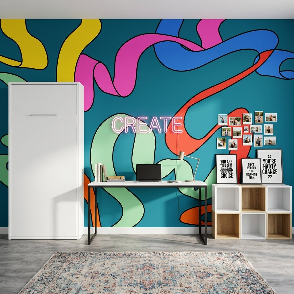 Mid Century Modern Wallpaper Retro Removable Pop Art Wall Decor