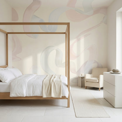 Abstract Wallpaper Pastel Removable Ribbon Squiggles Wall Decor