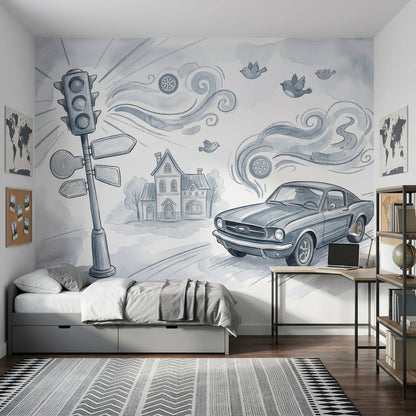 White Background Wallpaper Minimal Removable Watercolor Wall Decor