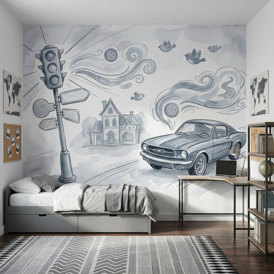 White Background Wallpaper Minimal Removable Watercolor Wall Decor
