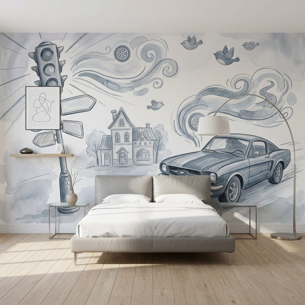 White Background Wallpaper Minimal Removable Watercolor Wall Decor