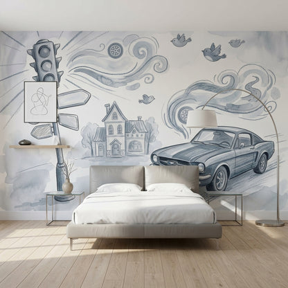 White Background Wallpaper Minimal Removable Watercolor Wall Decor