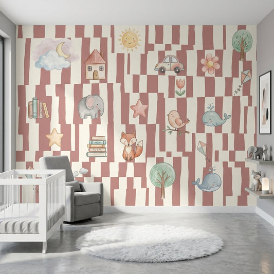 Kids Wallpaper Nursery Whimsical Removable Wall Decor
