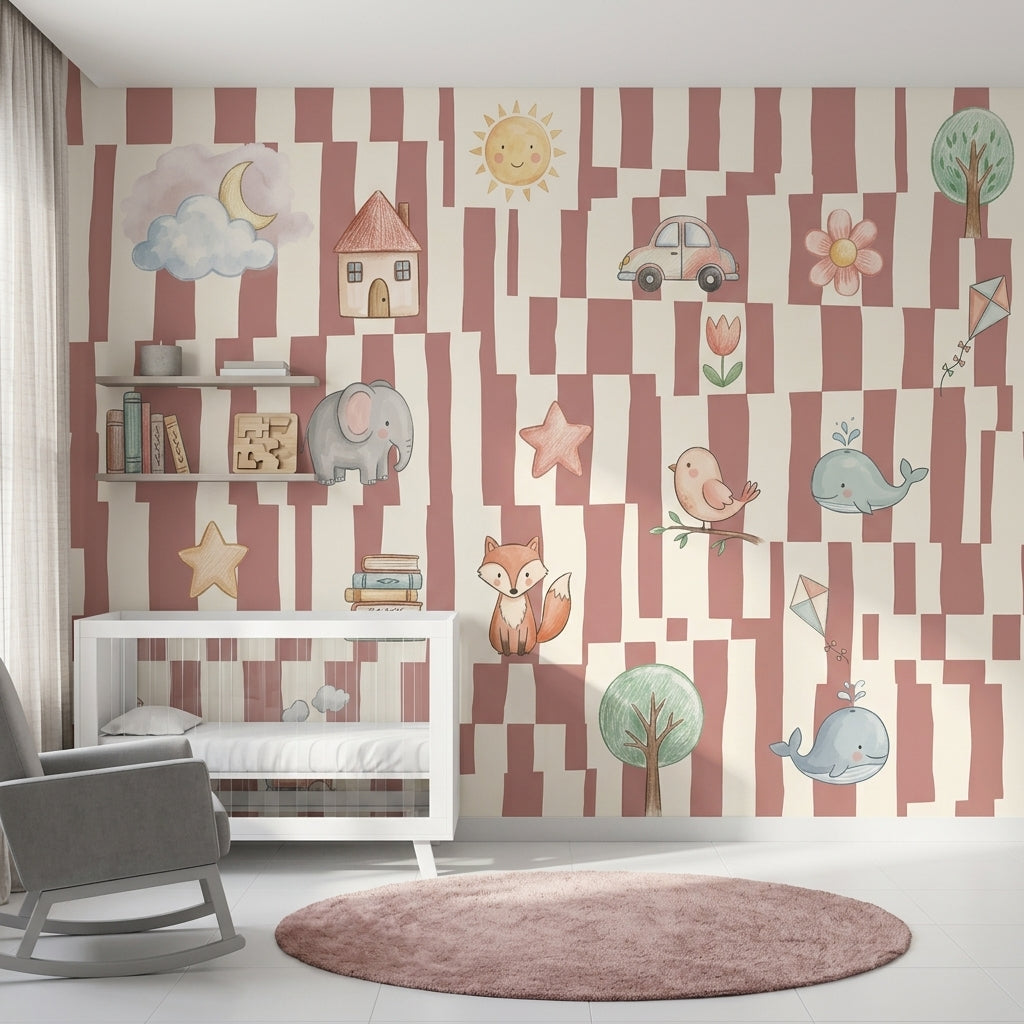 Kids Wallpaper Nursery Whimsical Removable Wall Decor