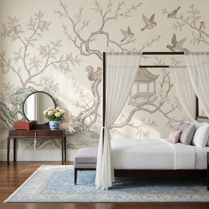 Chinoiserie Wallpaper Floral Branches Birds Removable Wall Decor