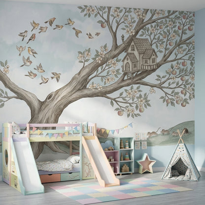 Cloudy Sky Wallpaper Storybook Woodland Removable Wall Decor