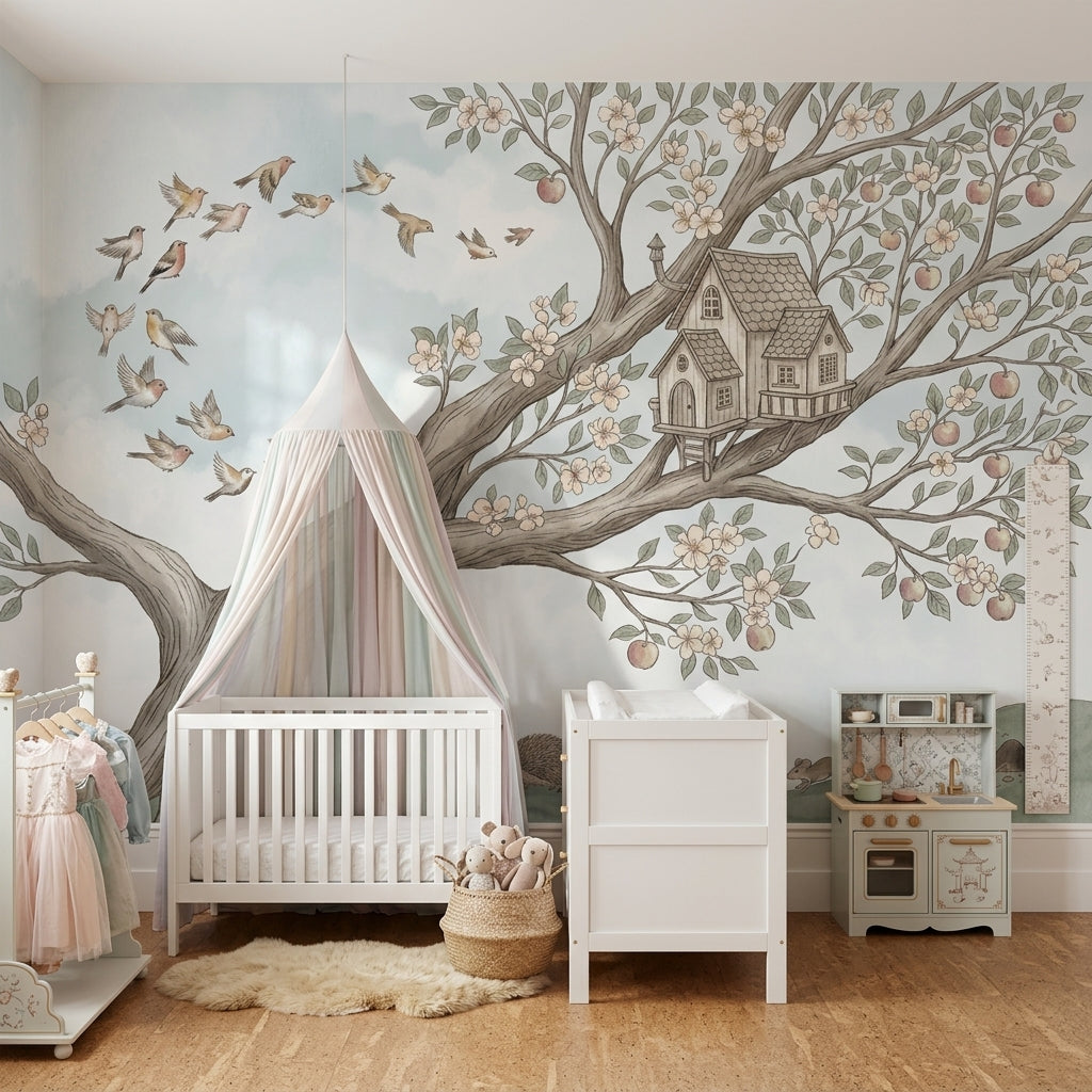 Cloudy Sky Wallpaper Storybook Woodland Removable Wall Decor