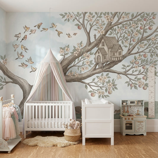 Cloudy Sky Wallpaper Storybook Woodland Removable Wall Decor