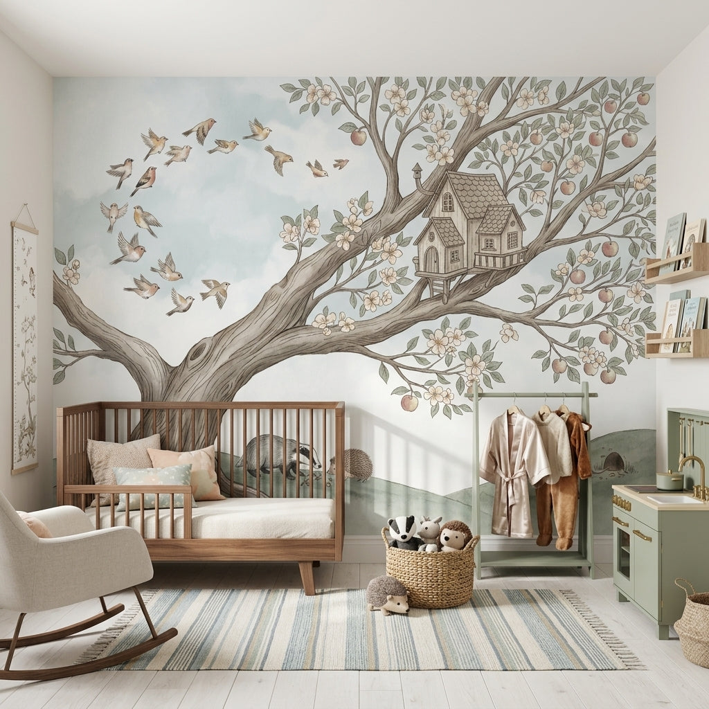 Cloudy Sky Wallpaper Storybook Woodland Removable Wall Decor