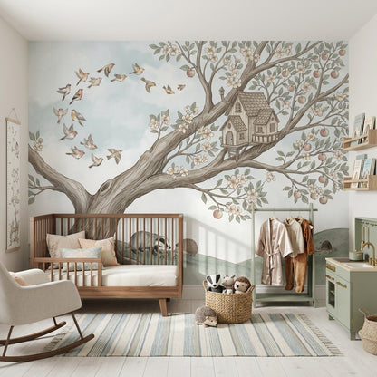 Cloudy Sky Wallpaper Storybook Woodland Removable Wall Decor