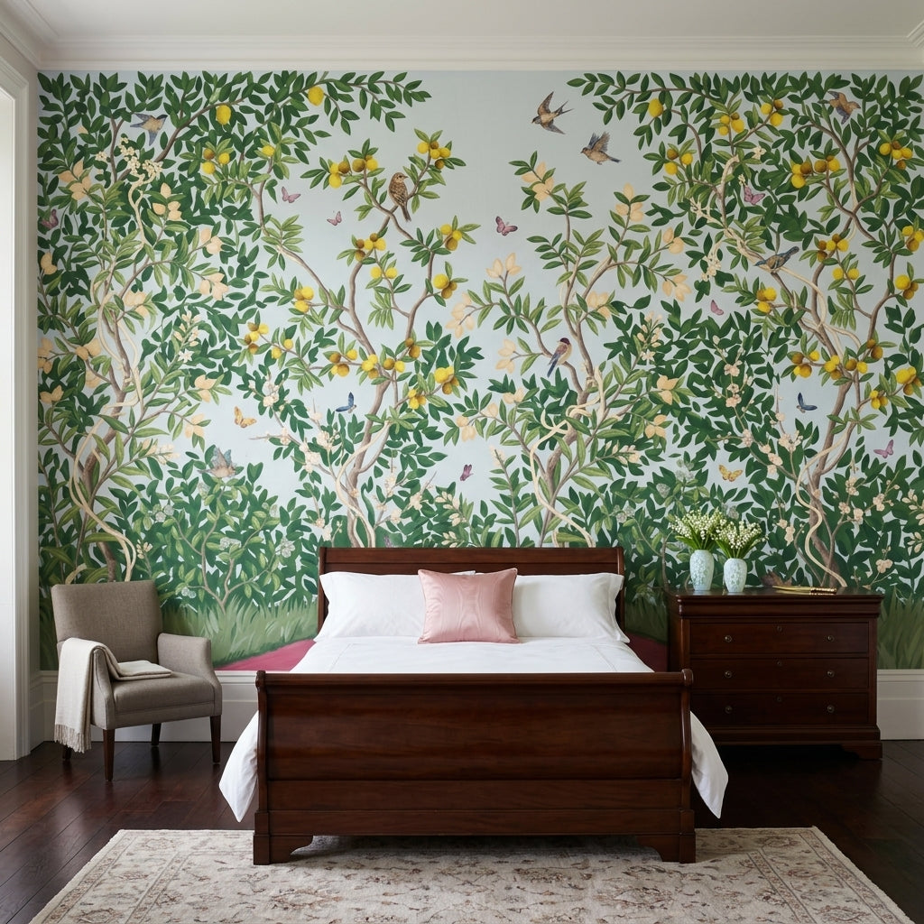 Pastel Butterflies Wallpaper Citrus Grove Removable Songbird Wall Decor