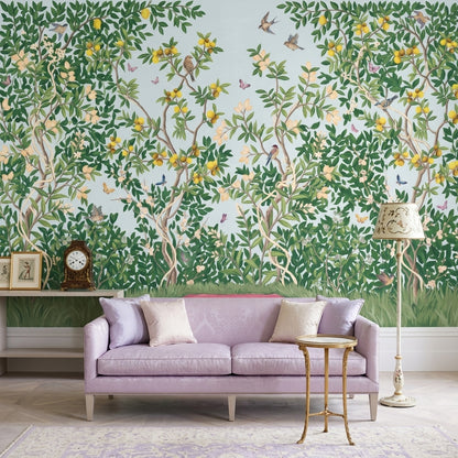 Pastel Butterflies Wallpaper Citrus Grove Removable Songbird Wall Decor