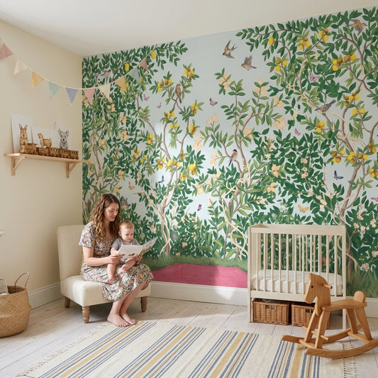 Pastel Butterflies Wallpaper Citrus Grove Removable Songbird Wall Decor