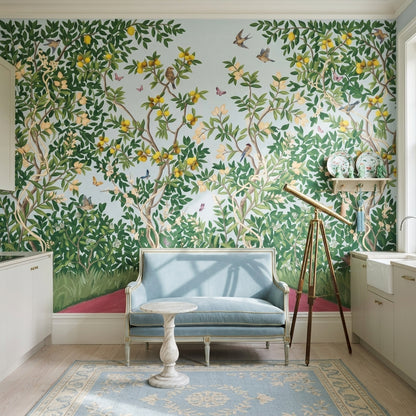 Pastel Butterflies Wallpaper Citrus Grove Removable Songbird Wall Decor