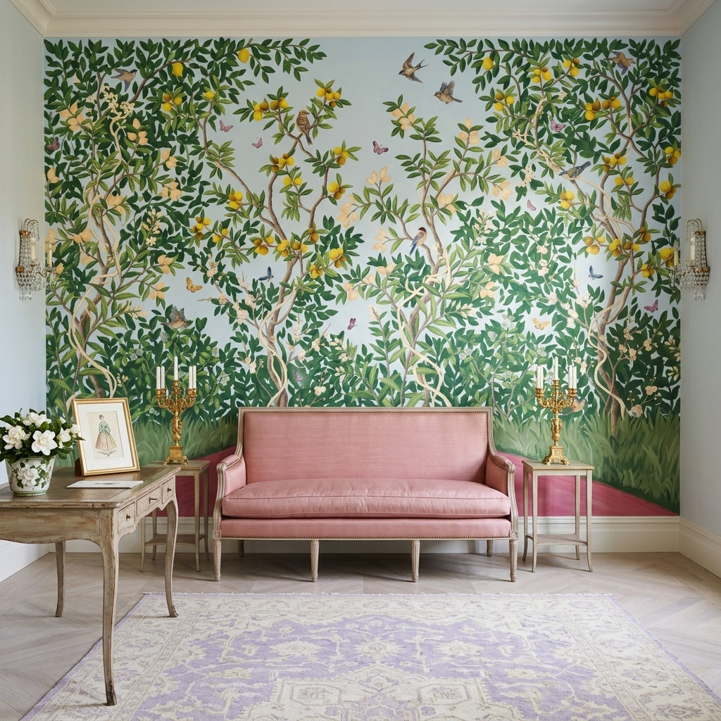 Pastel Butterflies Wallpaper Citrus Grove Removable Songbird Wall Decor