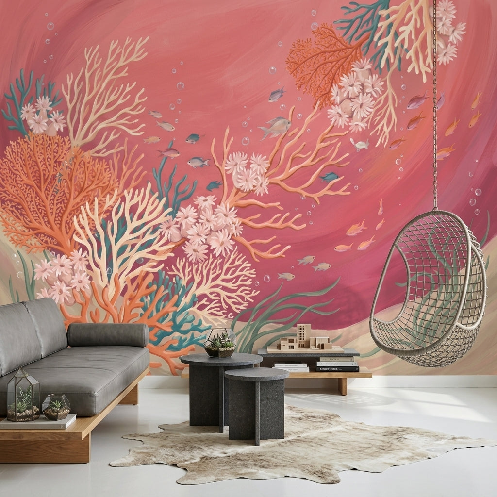 Coral Reef Wallpaper Underwater Tropical Fish Removable Wall Decor