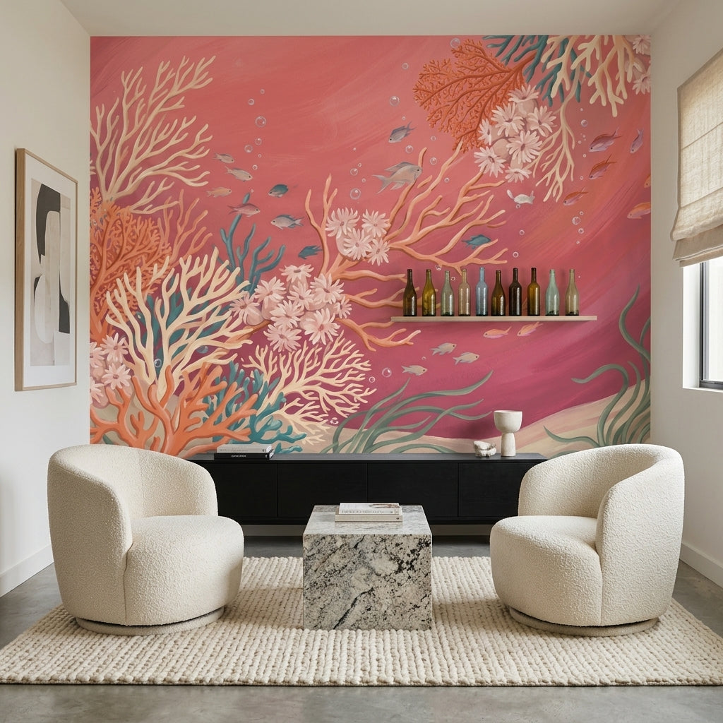 Coral Reef Wallpaper Underwater Tropical Fish Removable Wall Decor