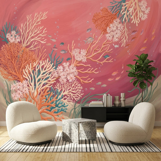 Coral Reef Wallpaper Underwater Tropical Fish Removable Wall Decor
