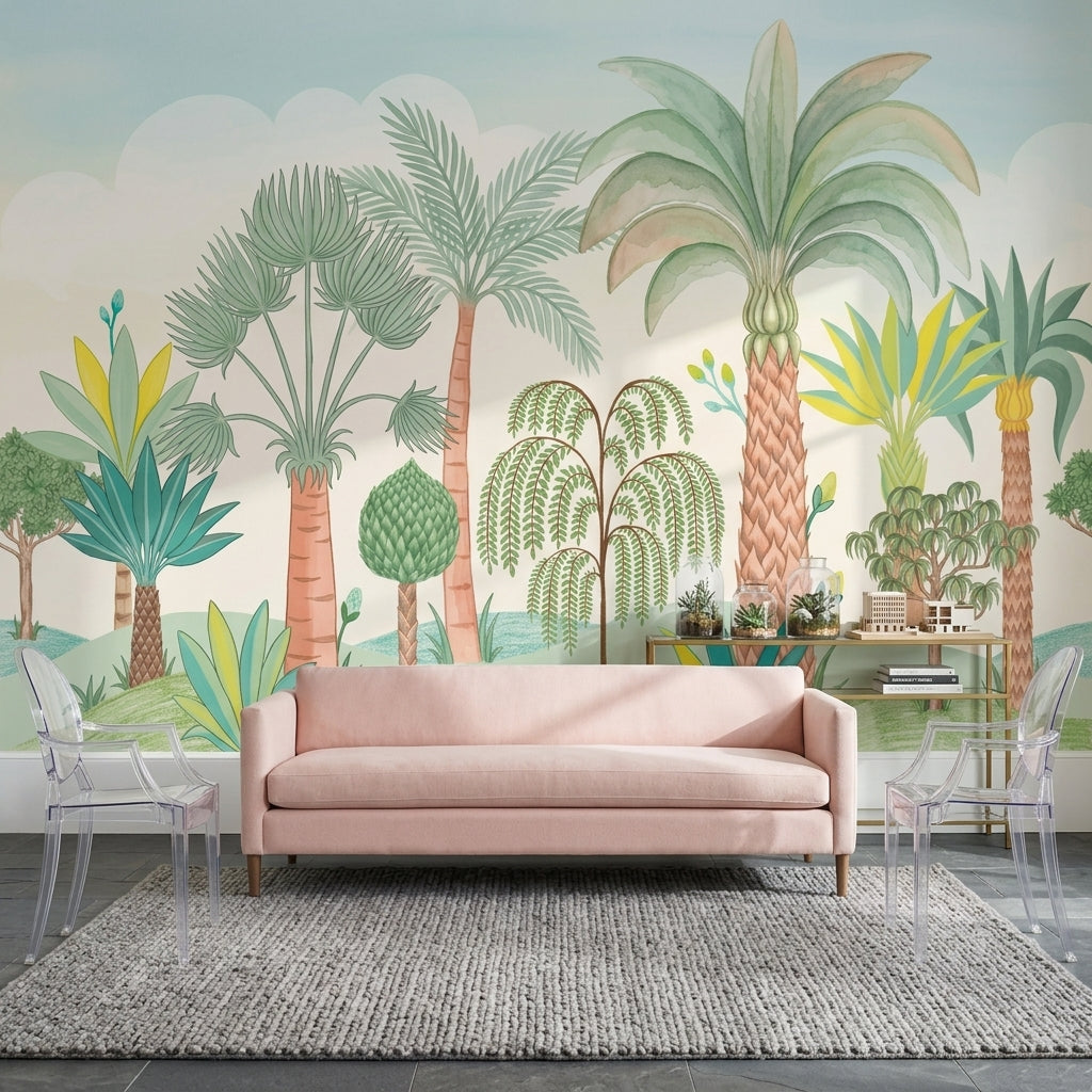 Tropical Wallpaper Palm Trees Botanical Removable Wall Decor