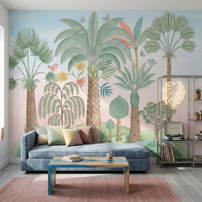 Tropical Landscape Wallpaper Palm Trees Botanical Wall Mural