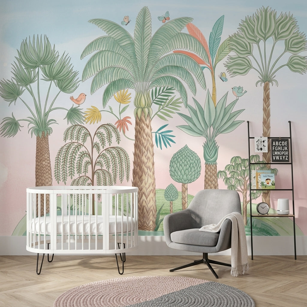 Tropical Landscape Wallpaper Palm Trees Botanical Wall Mural