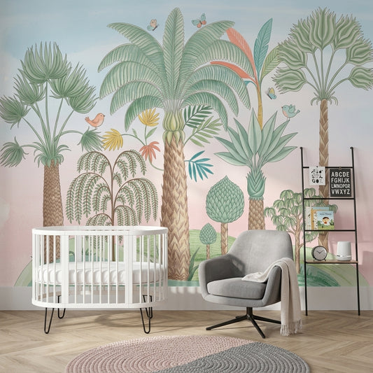 Tropical Landscape Wallpaper Palm Trees Botanical Wall Mural