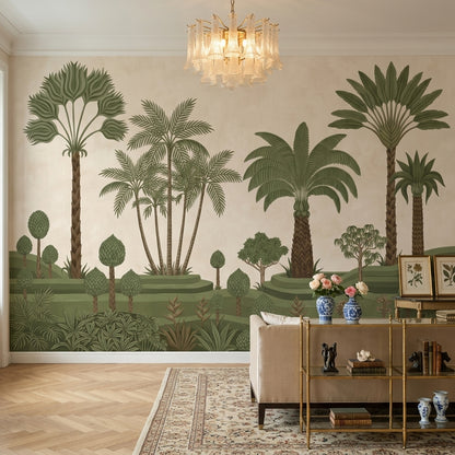 Muted Green Wallpaper Tropical Removable Botanical Wall Decor