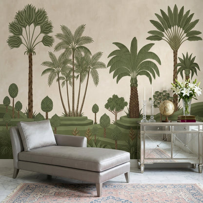 Muted Green Wallpaper Tropical Removable Botanical Wall Decor