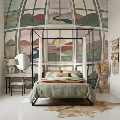 White Background Wallpaper Minimal Landscape Removable Watercolor Wall Decor