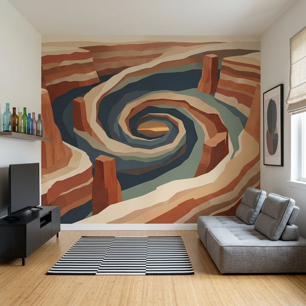 Desert Canyon Wallpaper Spiral Basin Removable Layered Strata Wall Decor