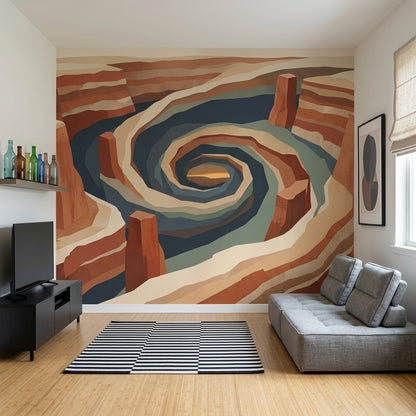 Desert Canyon Wallpaper Spiral Basin Removable Layered Strata Wall Decor