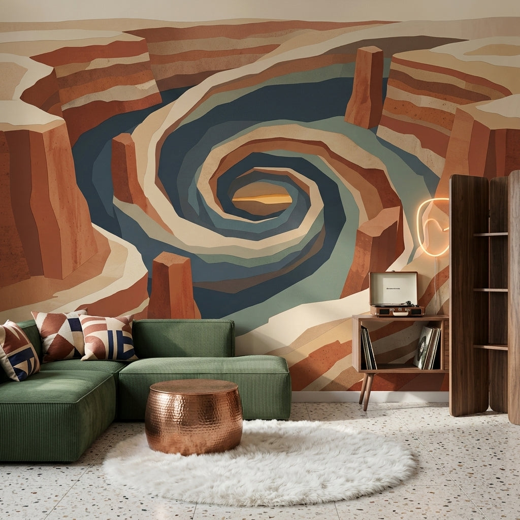 Desert Canyon Wallpaper Spiral Basin Removable Layered Strata Wall Decor