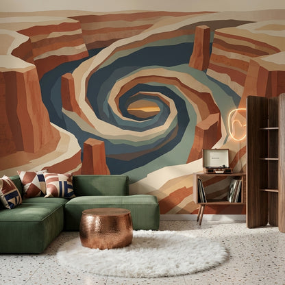 Desert Canyon Wallpaper Spiral Basin Removable Layered Strata Wall Decor