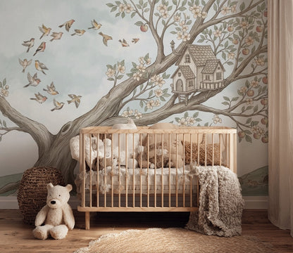 Cloudy Sky Wallpaper Storybook Woodland Removable Wall Decor