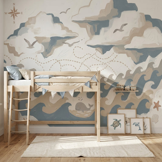 White Background Wallpaper Light Neutral Soft Coastal Wall Mural