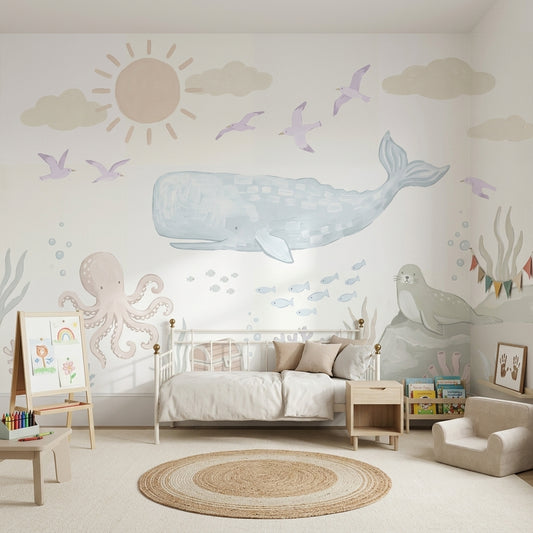 Underwater Wallpaper Whale Removable Nursery Wall Decor