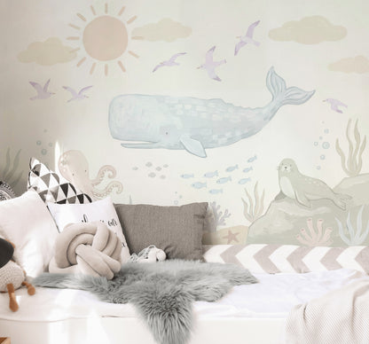 Underwater Wallpaper Whale Removable Nursery Wall Decor