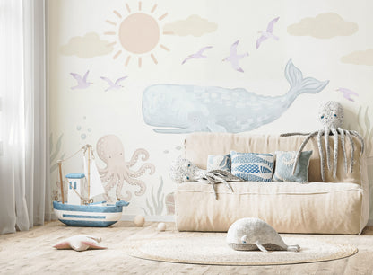Underwater Wallpaper Whale Removable Nursery Wall Decor