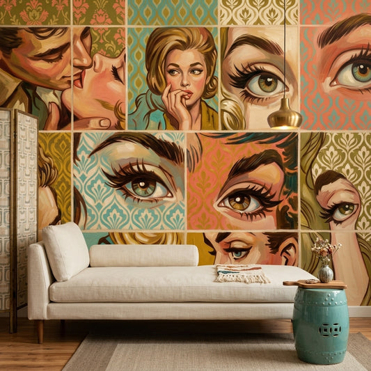 Pop Art Wallpaper Retro Comic Vintage Glamour Removable Wall Decor