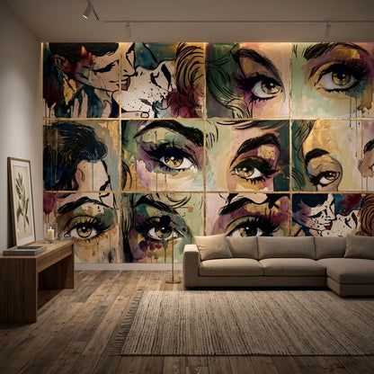 Comic Pop Art Wallpaper Eyes Fashion Illustration Wall Mural