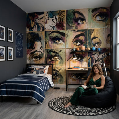 Comic Pop Art Wallpaper Eyes Fashion Illustration Wall Mural
