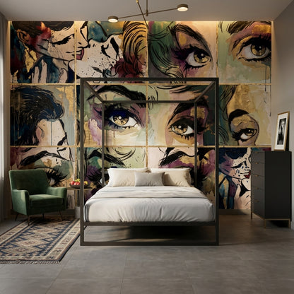 Comic Pop Art Wallpaper Eyes Fashion Illustration Wall Mural