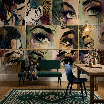 Comic Pop Art Wallpaper Eyes Fashion Illustration Wall Mural