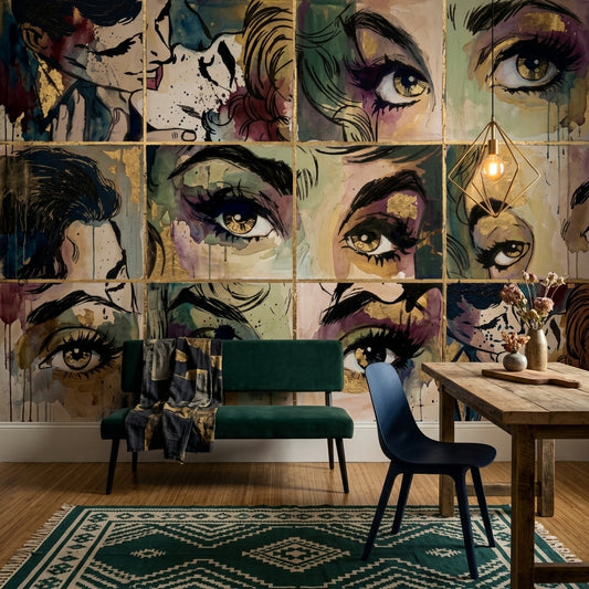 Comic Pop Art Wallpaper Eyes Fashion Illustration Wall Mural
